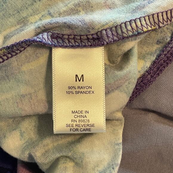 LOGO Crossover Hem Tunic Womens Medium Purple Print Long Sleeve Longline Top - Picture 6 of 8